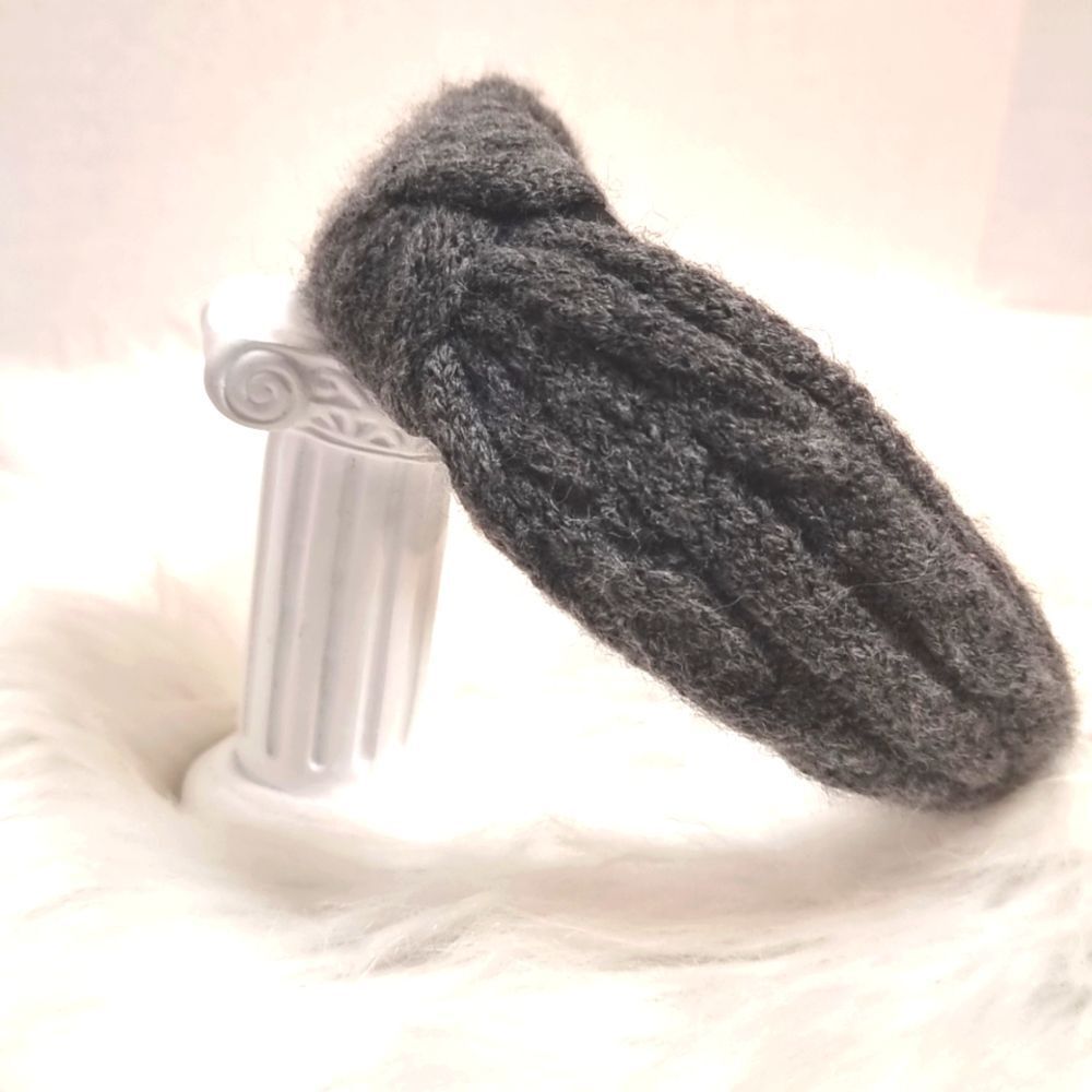 CABLE RIBBED SWEATER KNIT HEADBAND graphite gray